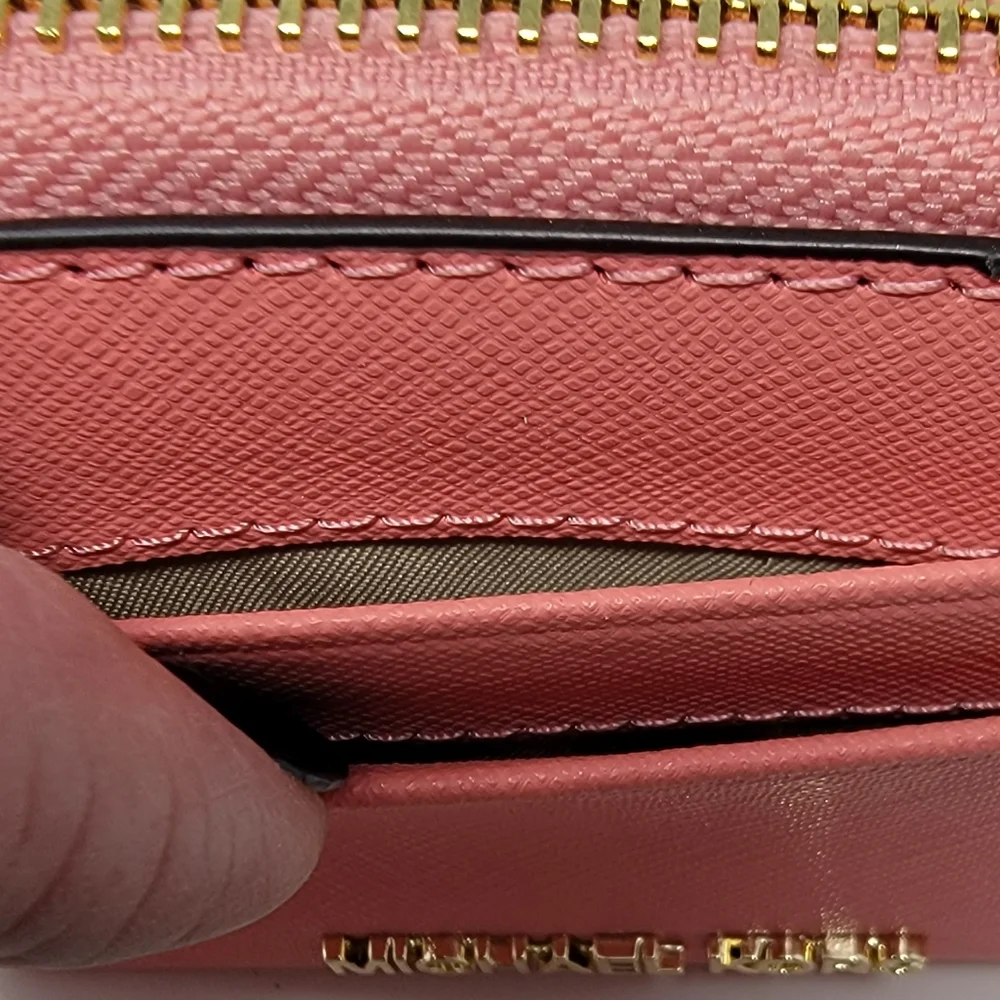 Michael Kors Jet Set Medium Travel Card Case Leather Wallet in Gr…